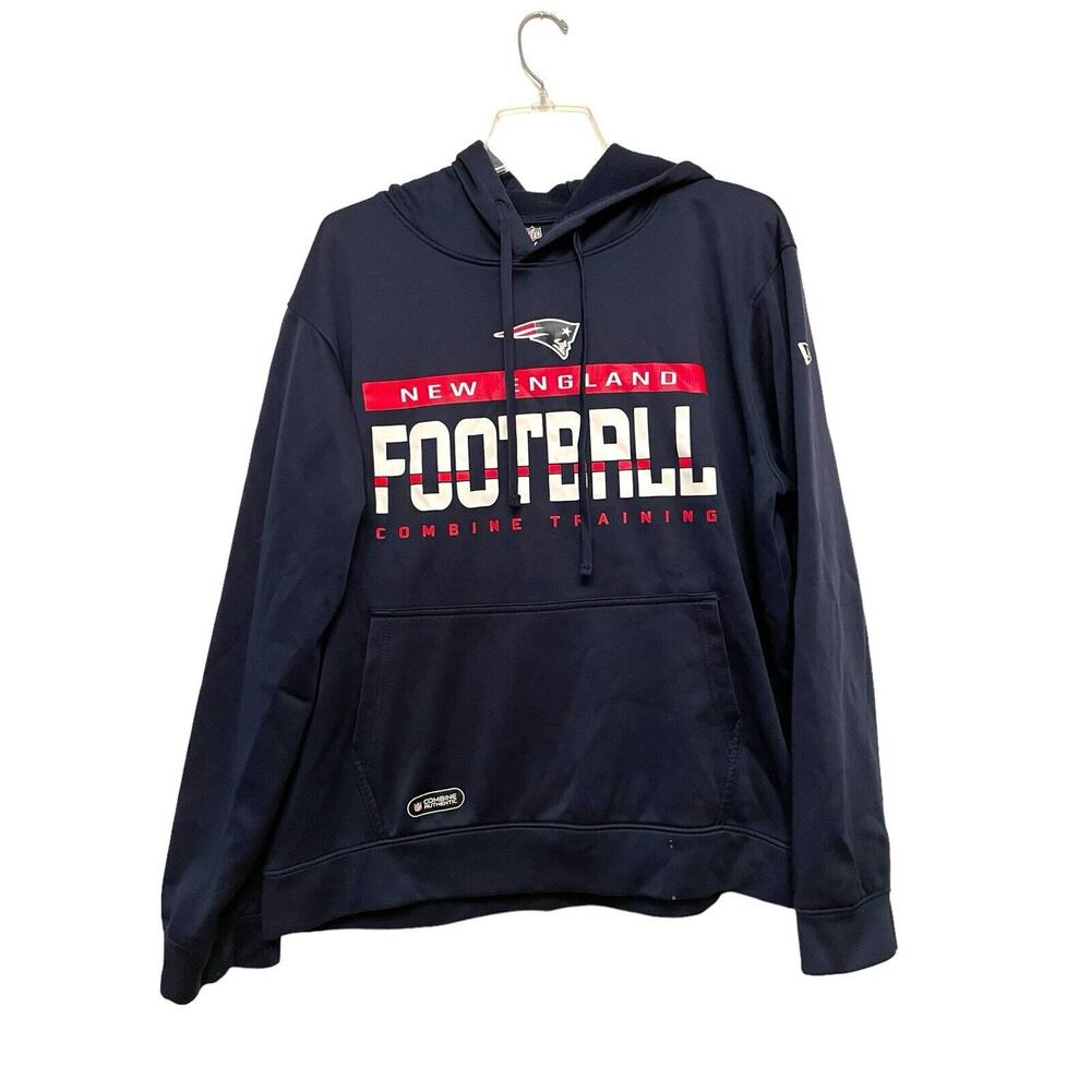 New Era New England Patriots NFL Hoodie Sweatshirt Men Size XL Blue Combine FLAW